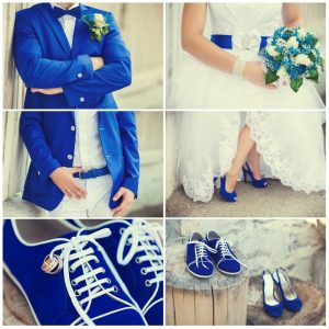 Wedding couple with bluish theme