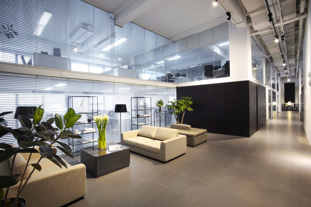 Modern industrial office with plants