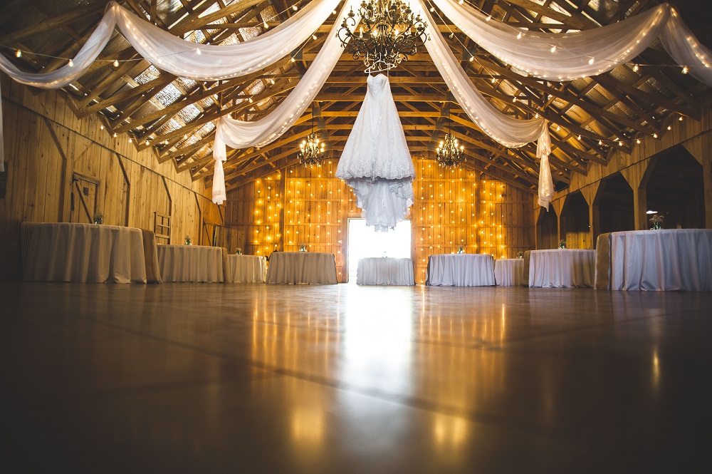 Wedding reception in a barn setup