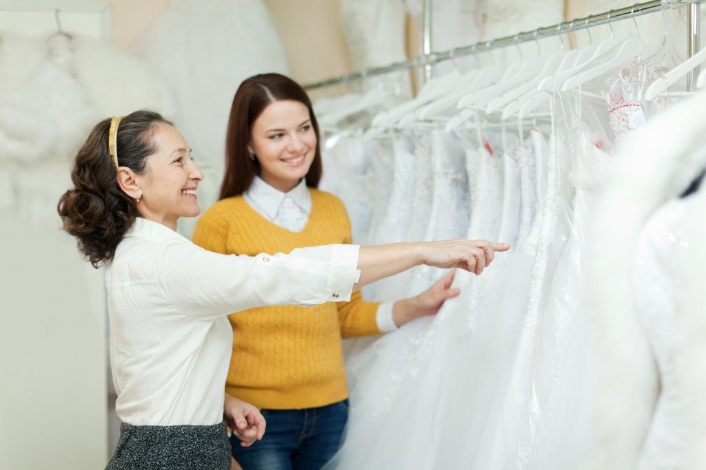 Woman shopping for a gown